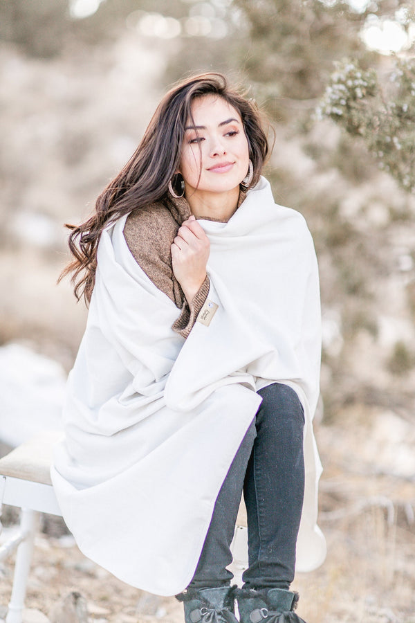 Setting intentions while wearing the Crystal Blanket.